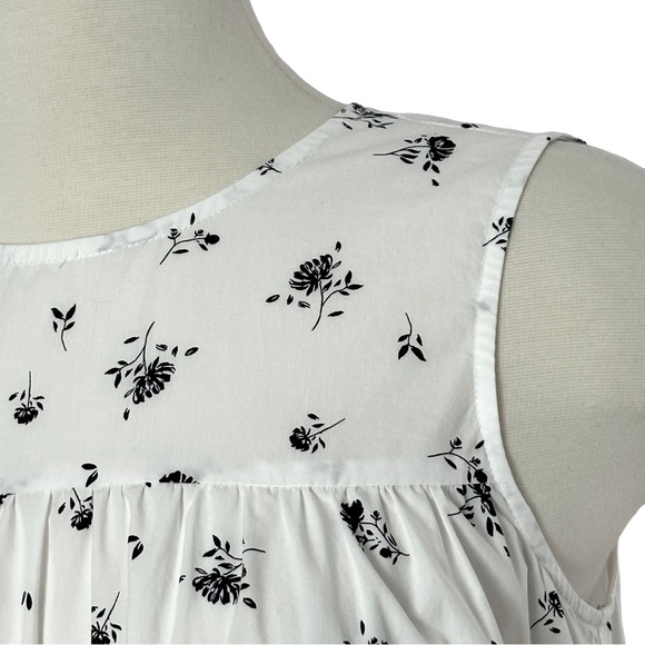 Banana Republic White Floral Cotton Sleeveless Trapeze Dress Size Small - Picture 3 of 13